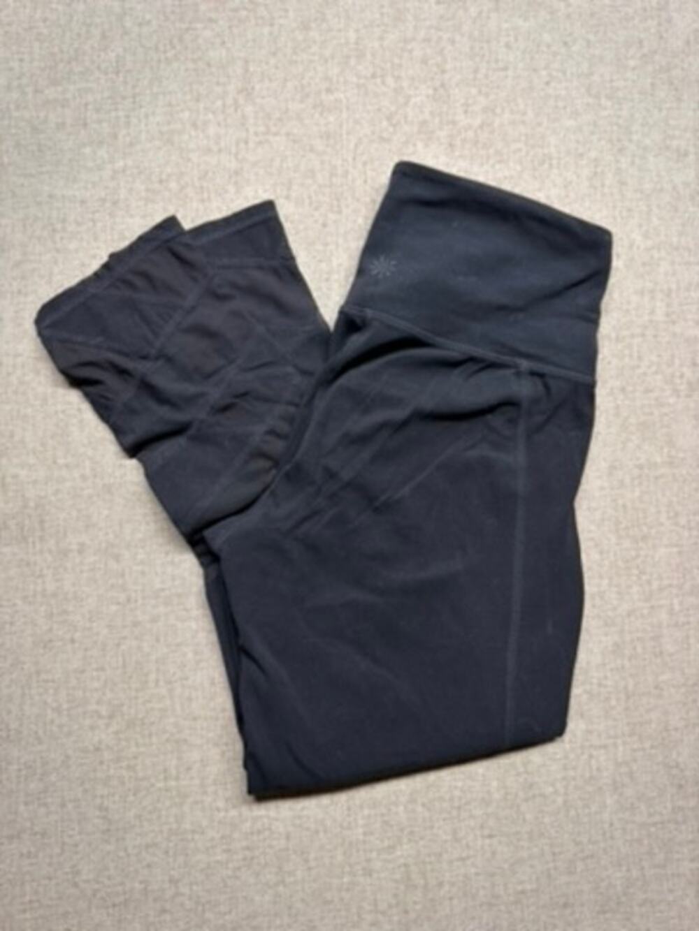 Athleta XS Black High Rise Mesh Panel 7/8 Leggings Yoga Workout Pants